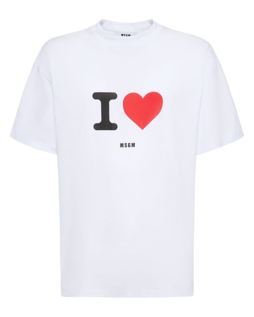 Msgm I Love Print Cotton Jersey T-shirt