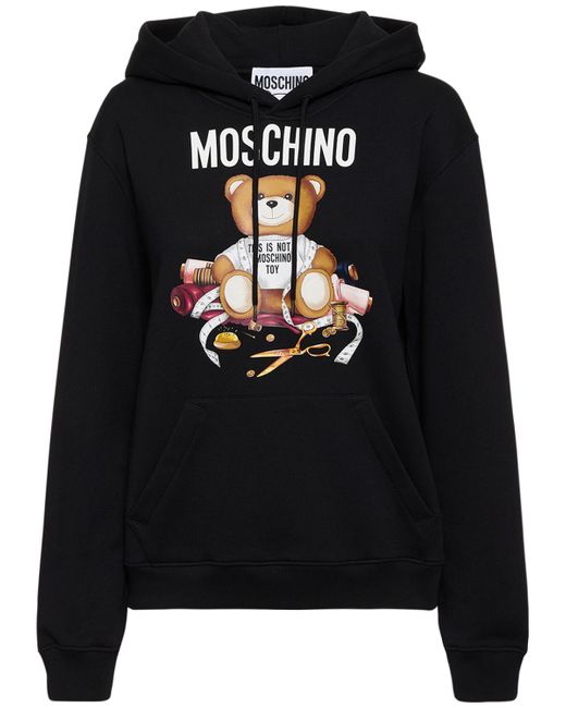 Moschino Logo Printed Cotton Jersey Hoodie