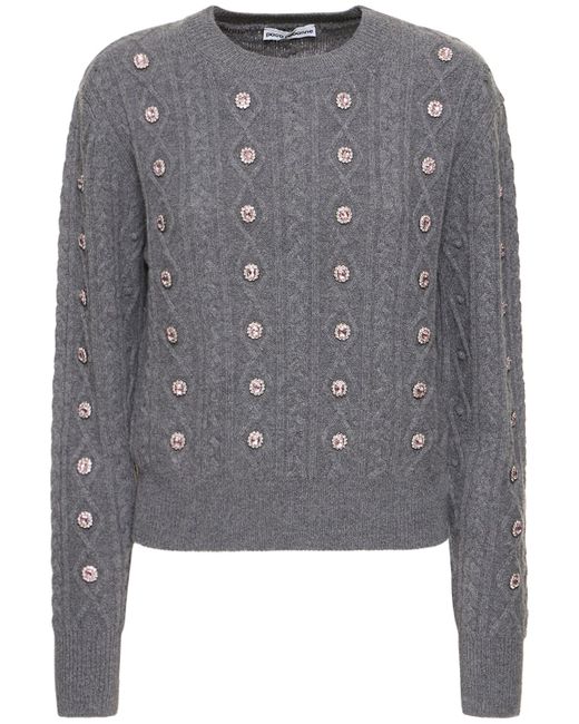 Paco Rabanne Wool Cashmere Knit Sweater W/crystals