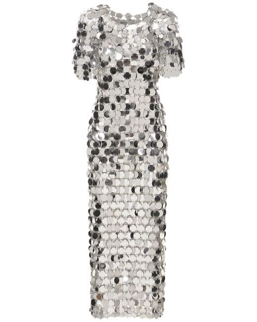 Paco Rabanne Round Sequined Mesh Long Dress