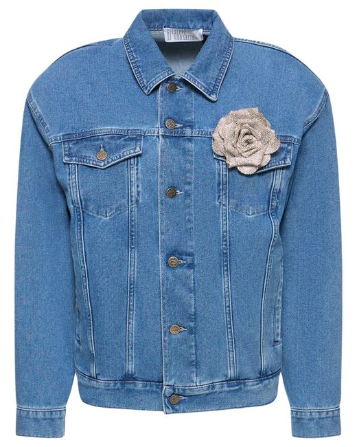 Giuseppe Di Morabito Cotton Denim Jacket W/embellished Flower