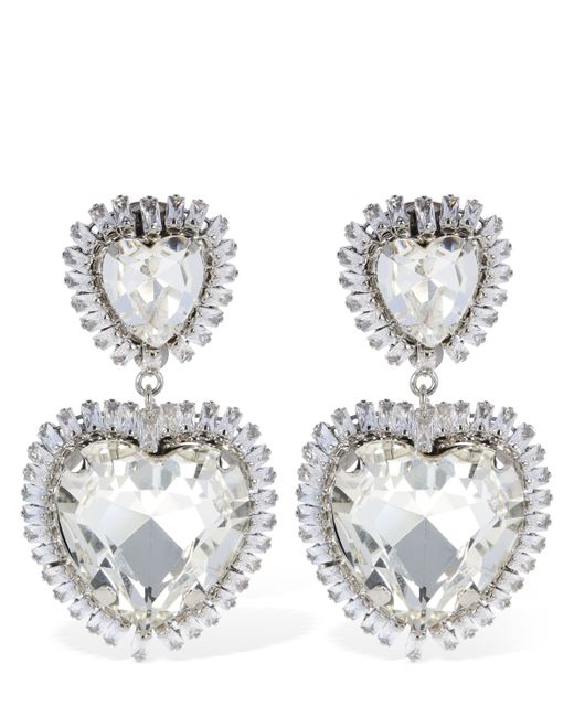 Alessandra Rich Crystal Heart Earrings
