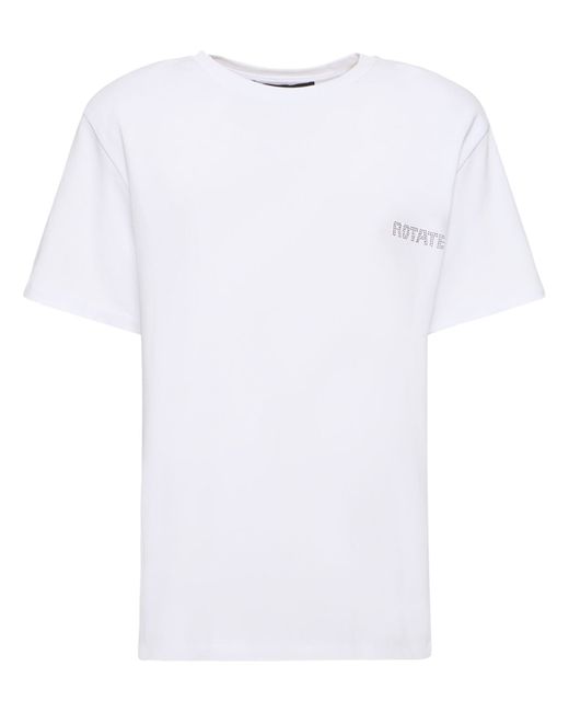 Rotate Straight Logo Cotton T-shirt