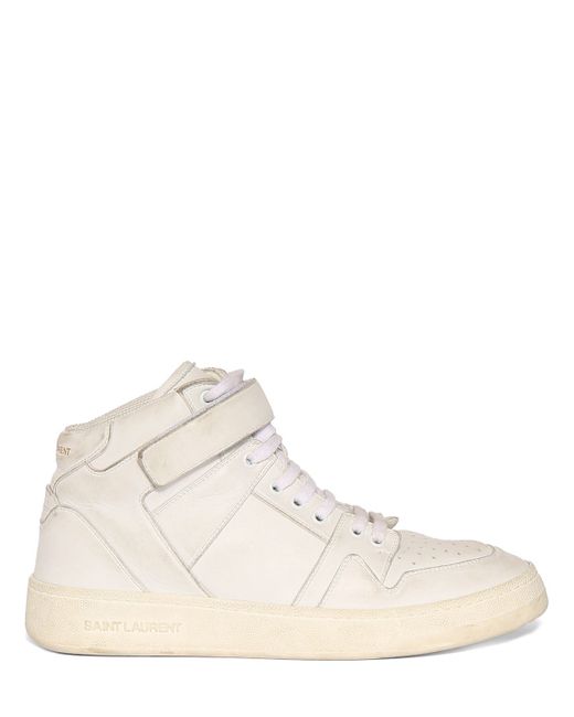 Saint Laurent Lax Leather Mid Top Sneakers