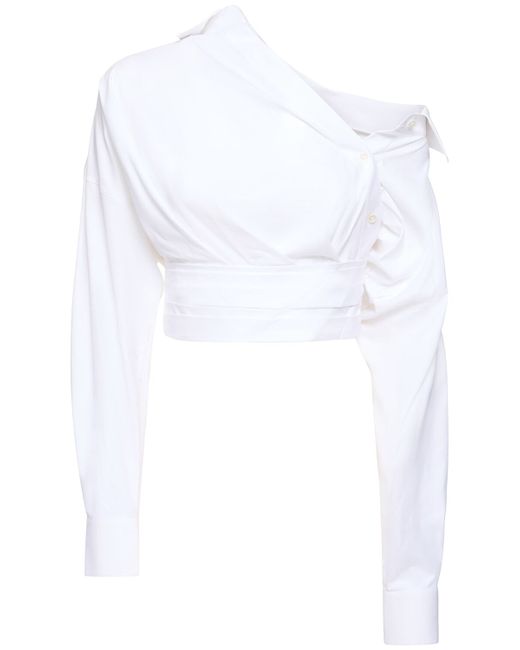 Alexander Wang Wrapped Front Cropped Cotton Shirt