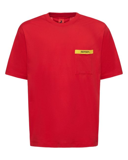 Ferrari Logo Cotton Jersey T-shirt W/pocket