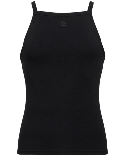 Courrèges Logo Embroidered Cotton Tank Top