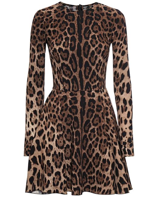 Dolce & Gabbana Leopard Print Cady Mini Dress