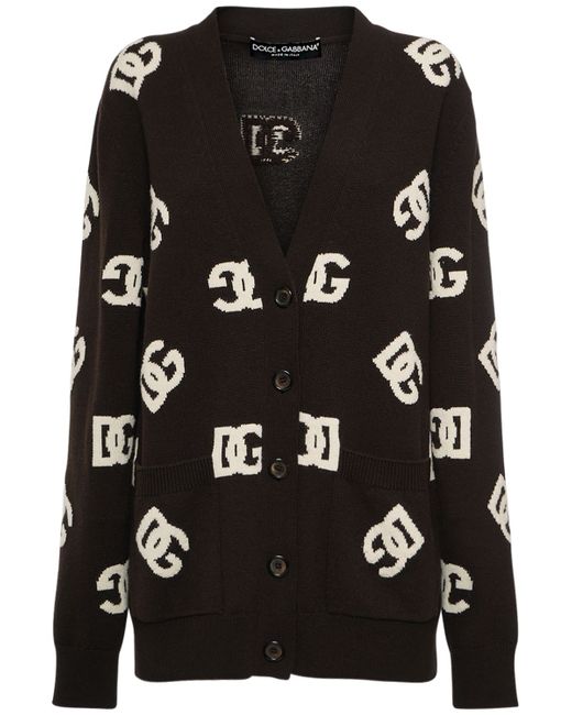 Dolce & Gabbana Jacquard Logo Knit Long Cardigan