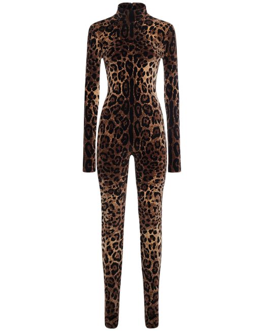 Dolce & Gabbana Leopard Jacquard Chenille Jumpsuit
