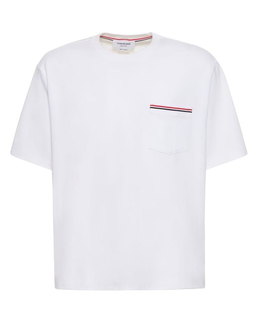 Thom Browne Cotton Jersey T-shirt W Striped Trim