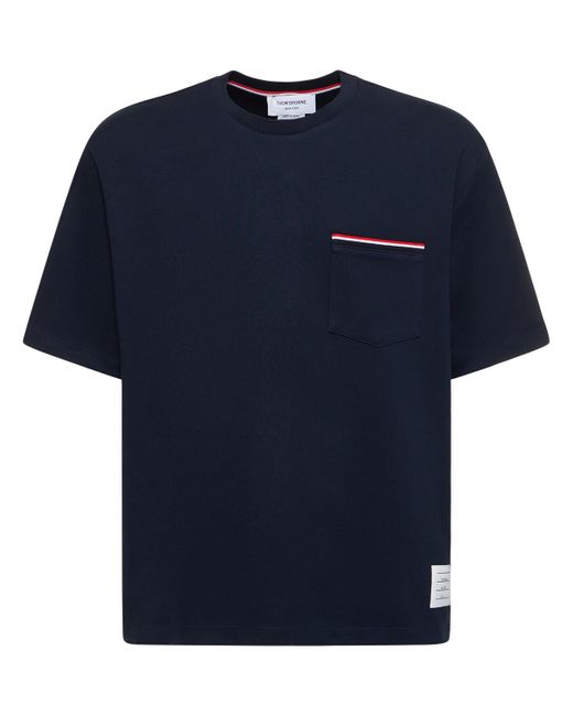 Thom Browne Cotton Jersey T-shirt W Striped Trim