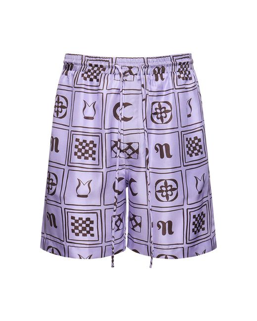 Nanushka Printed Silk Twill Boxer Shorts