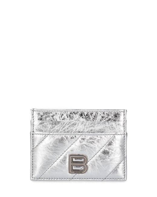 Balenciaga Crush Metallic Leather Card Holder