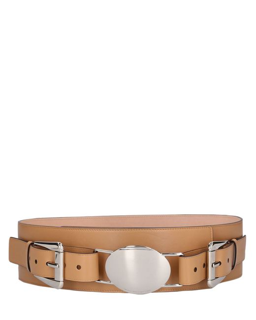 Michael Kors Collection Gloria Leather Double Buckle Large Belt