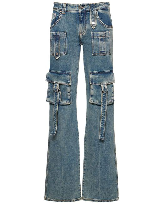 Blumarine Denim Low Waisted Straight Cargo Jeans