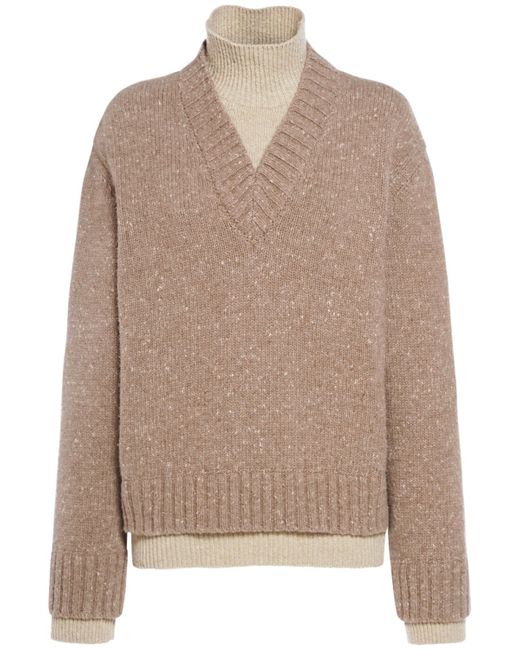 Bottega Veneta Double Layer Wool Blend Sweater
