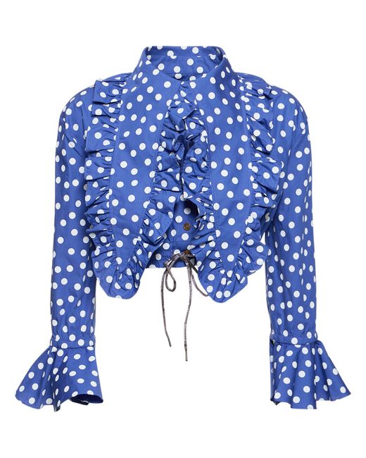 Vivienne Westwood Heart Printed Cotton Cropped Shirt