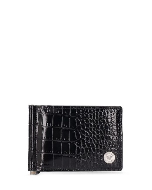 Versace Croc Embossed Leather Wallet