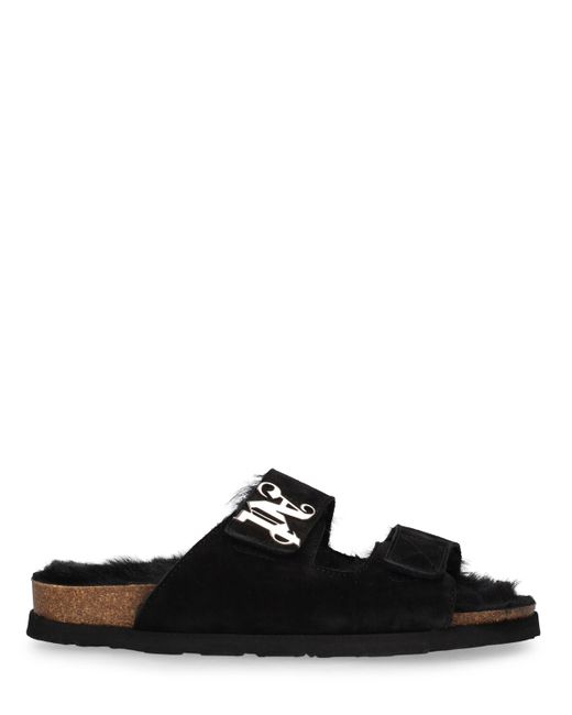 Palm Angels Comfy Open Toe Leather Slippers