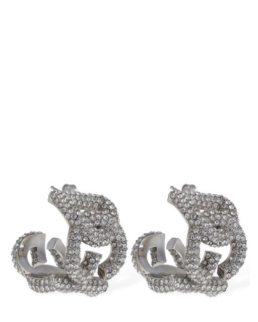 Dolce & Gabbana Crystal Embellished Dg Hoop Earrings