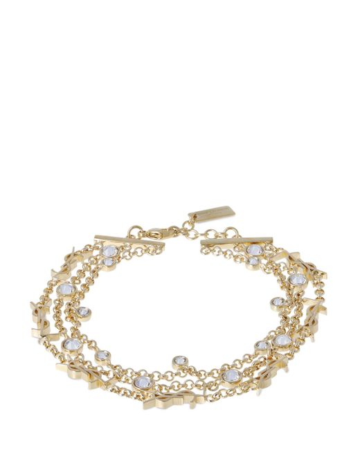 Saint Laurent Ysl Crystal Brass Bracelet