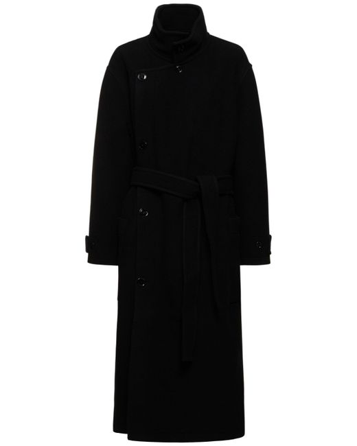 Lemaire Belted Long Wool Wrap Coat
