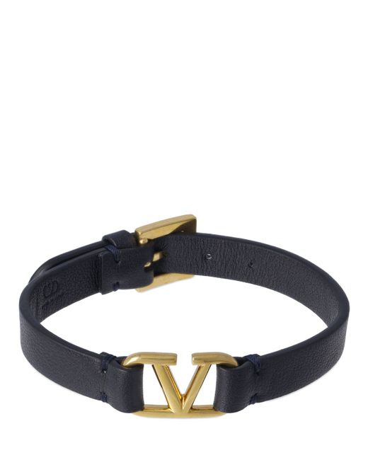 Valentino Garavani V Logo Leather Bracelet