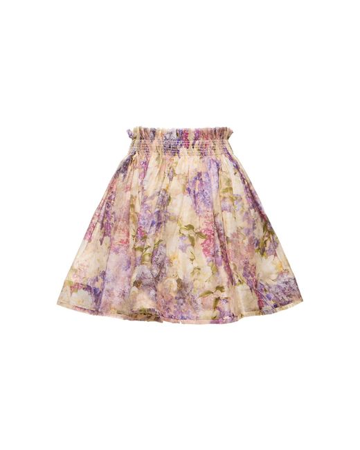 Zimmermann Sensory Printed Linen Silk Mini Skirt
