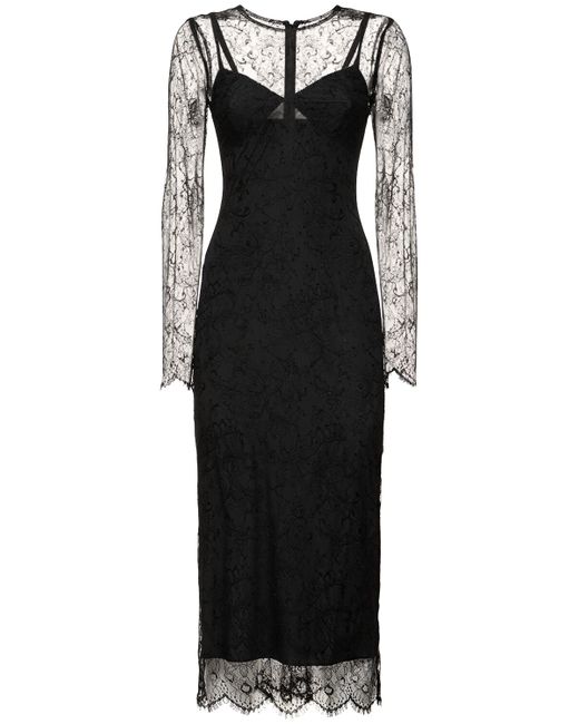 Dolce & Gabbana Chantilly Lace Long Sleeve Midi Dress