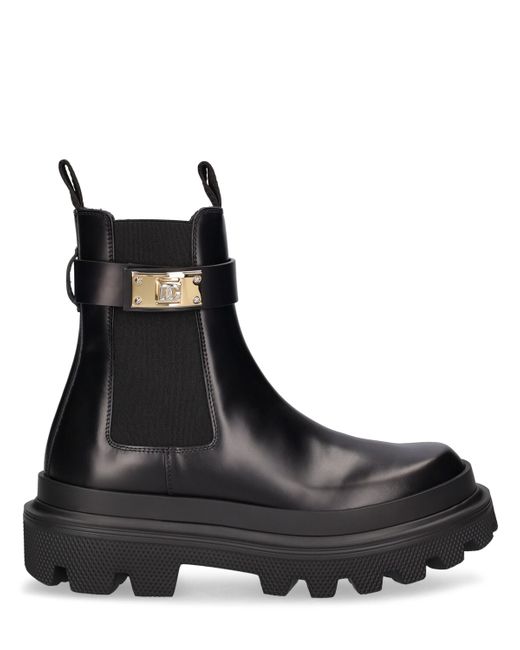 Dolce & Gabbana 50mm Brushed Leather Ankle Boots