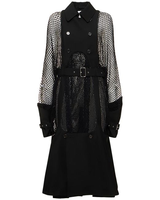 Noir Kei Ninomiya Wool Mohair Net Belted Midi Coat