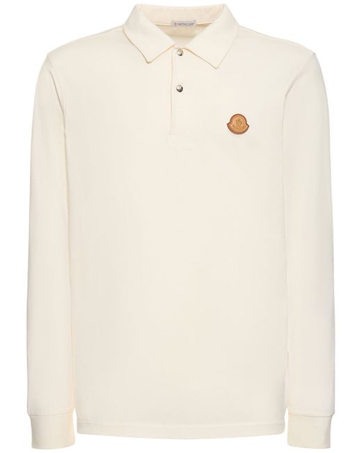 Moncler Logo Cotton Long Sleeve Polo Shirt