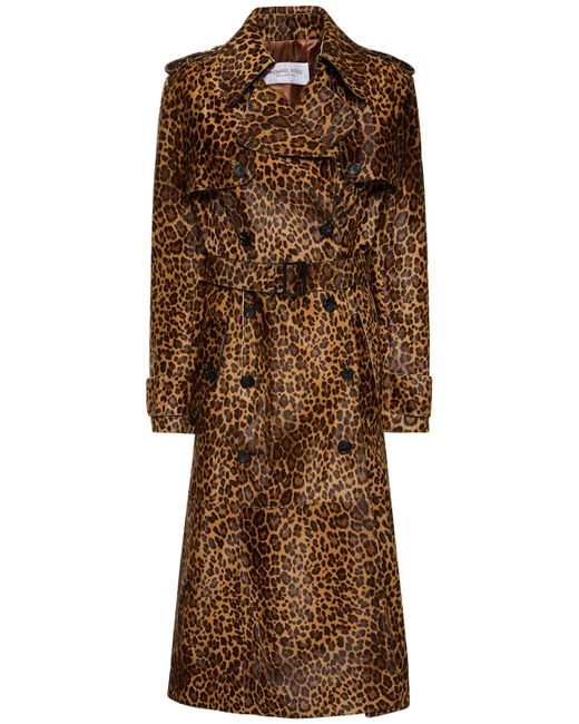 Michael Kors Collection Belted Leo Print Ponyskin Trench Coat