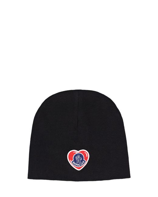Moncler Heart Patch Wool Tricot Beanie Hat