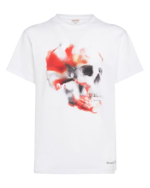 Alexander McQueen Obscured Skull Cotton T-shirt