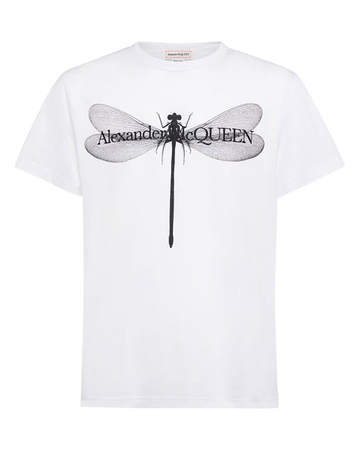 Alexander McQueen Dragonfly Printed Cotton T-shirt