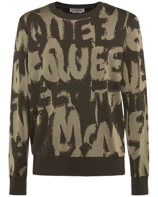 Alexander McQueen All Over Logo Wool Blend Sweater