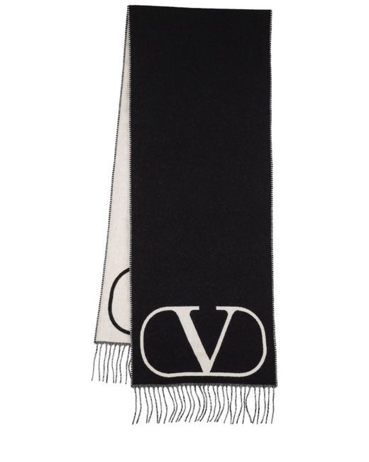 Valentino Garavani V Logo Intarsia Wool Cashmere Scarf