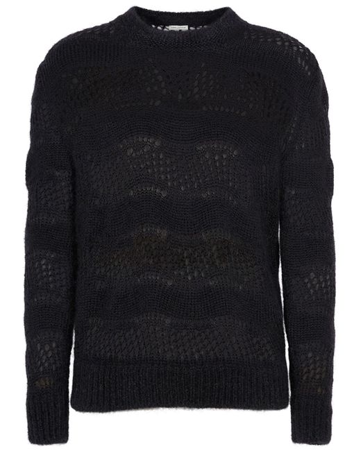 Saint Laurent Open Knit Mohair Blend Sweater