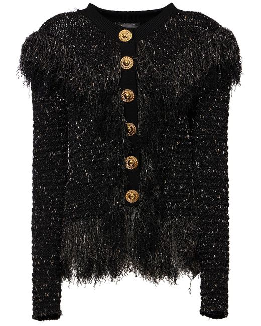 Balmain Glittered Fringed Tweed Jacket