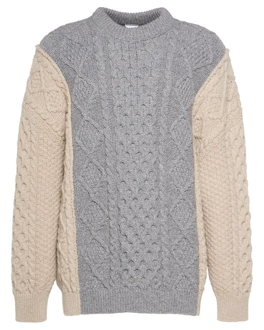 Bottega Veneta Aran Knit Wool Blend Oversize Sweater