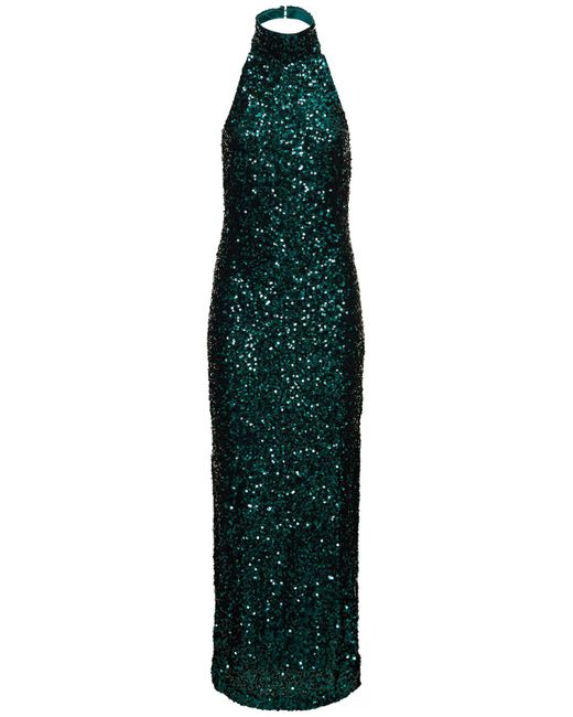Rotate Sequined Halter Dress