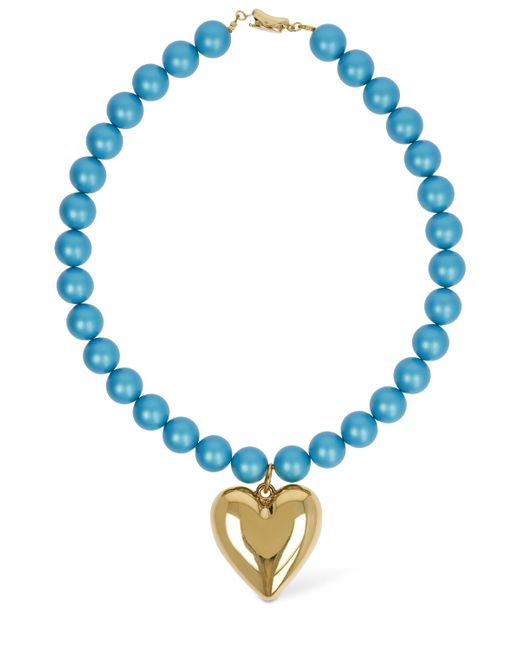 Timeless Pearly Heart Charm Beaded Collar Necklace