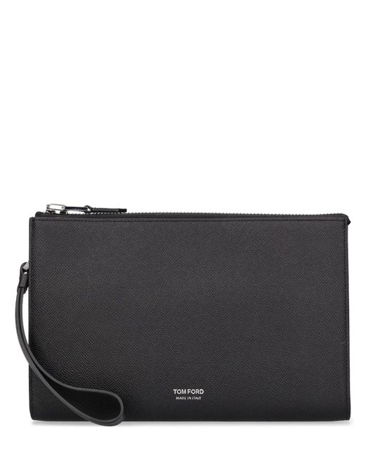 Tom Ford Small Grain Leather Pouch W/strap