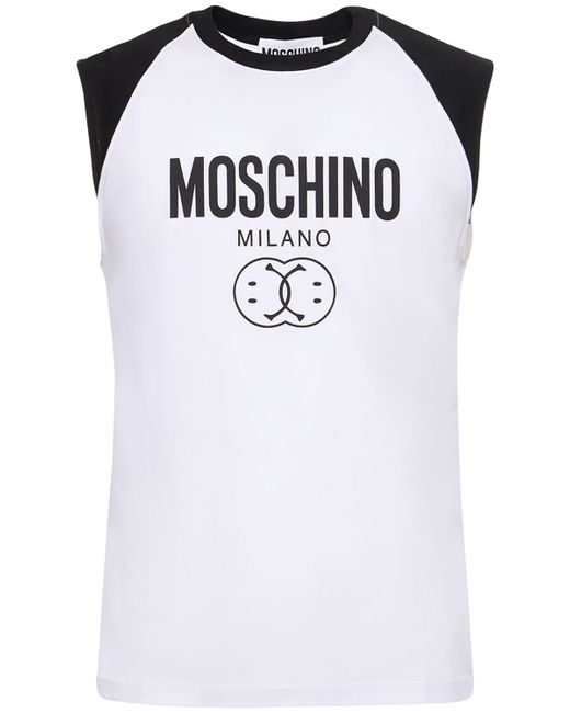 Moschino Logo Print Cotton Jersey Tank Top