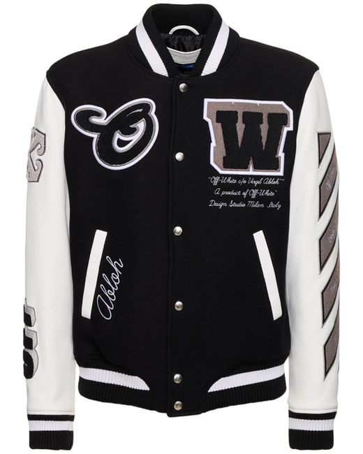 Off-White Lea Wool Blend Varsity Jacket