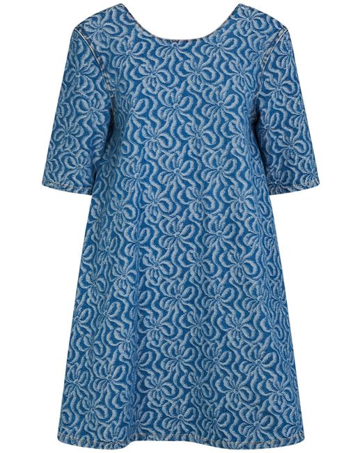 Ganni Jacquard Cotton Denim A-line Mini Dress