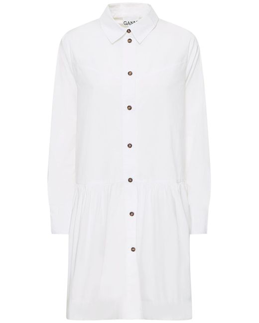Ganni Cotton Poplin Mini Shirt Dress