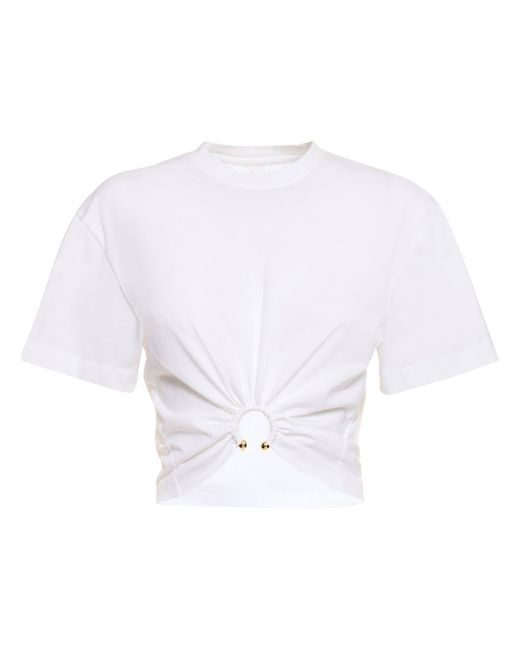 Rabanne Logo Cotton Crop T-shirt W Ring